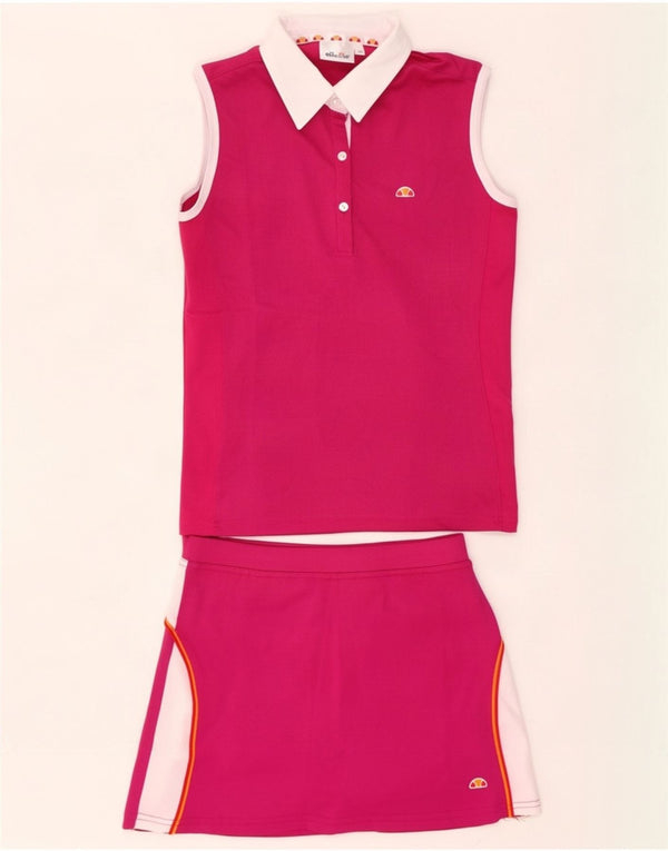 Ellesse Girls Sleeveless 2 Piece Set 12-13 Years Pink Colourblock Polyester