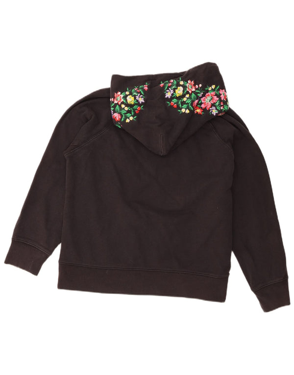 Levi's Womens Hoodie Jumper UK 14 Medium Black Floral Cotton