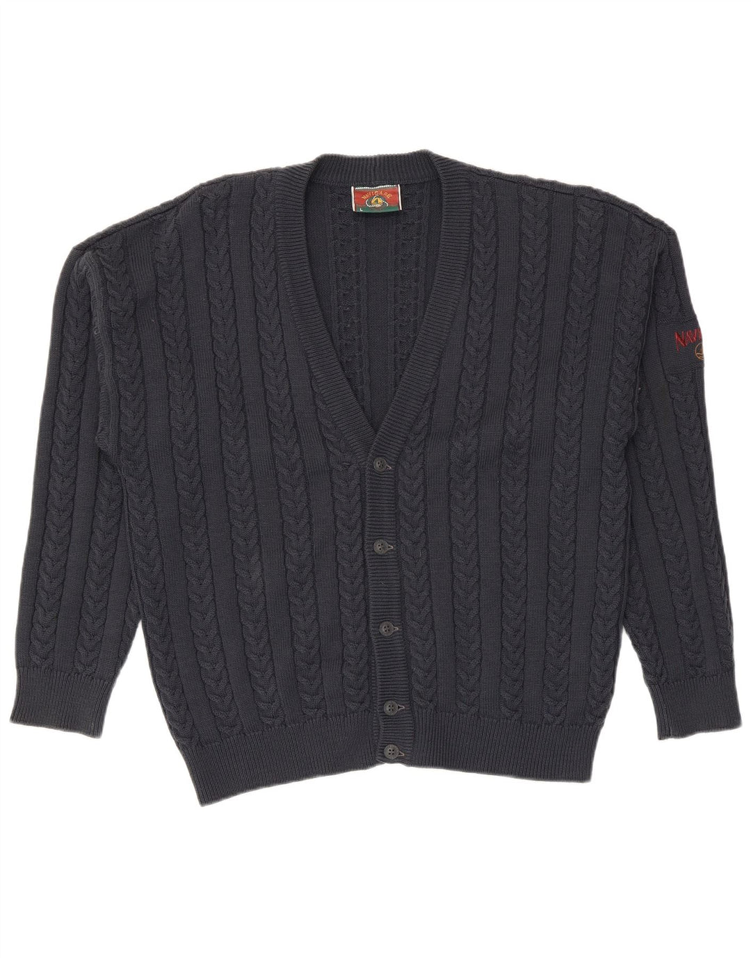 Navigare Mens Cardigan Sweater Large Navy Blue Wool