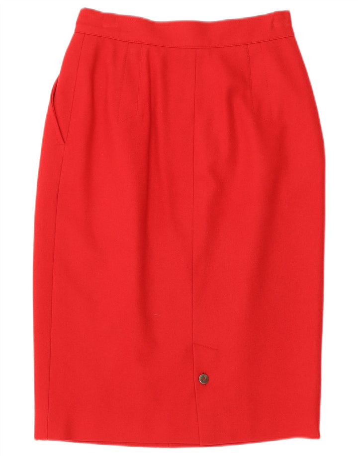 Les Copains Womens Pencil Skirt W26 Small Red Virgin Wool
