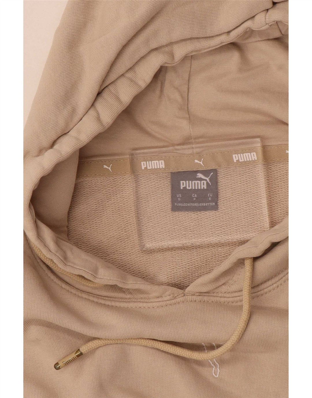 Puma Womens Crop Oversized Hoodie Jumper UK 10 Small Beige