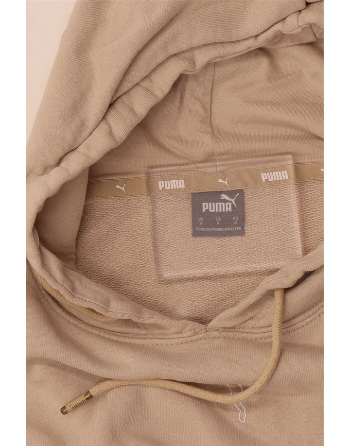Puma Womens Crop Oversized Hoodie Jumper UK 10 Small Beige