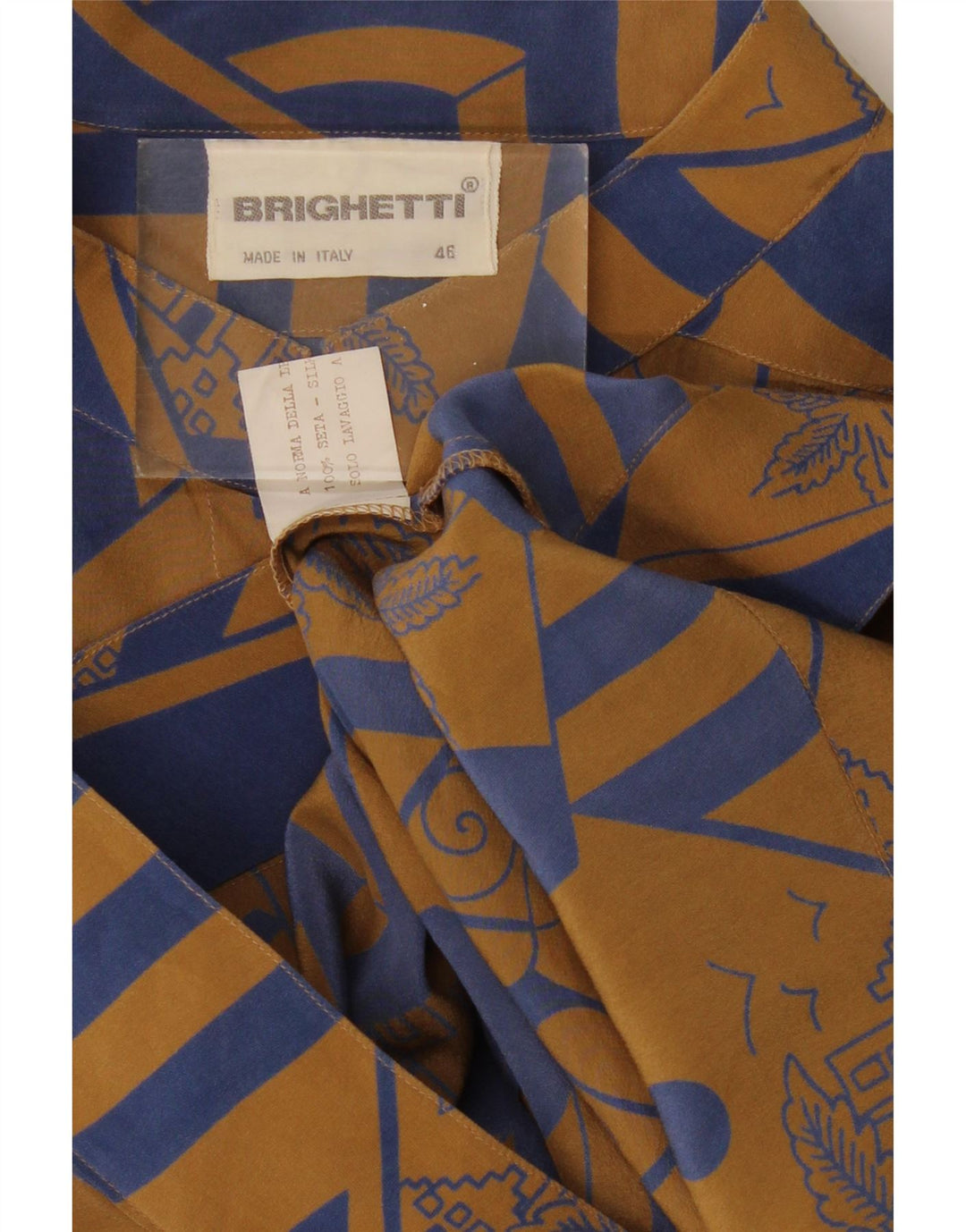 VINTAGE Womens Short Sleeve Shirt Blouse IT 46 Large Brown Floral Silk