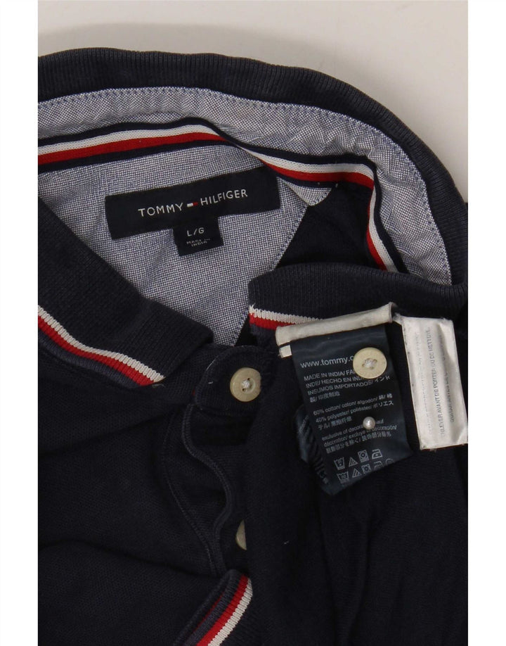 Tommy Hilfiger Mens Polo Shirt Large Navy Blue Cotton