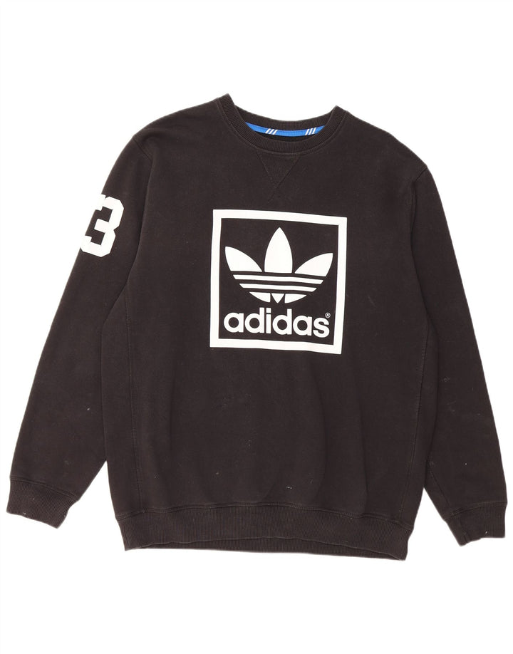 Adidas Mens Graphic Sweatshirt Jumper Large Black Cotton