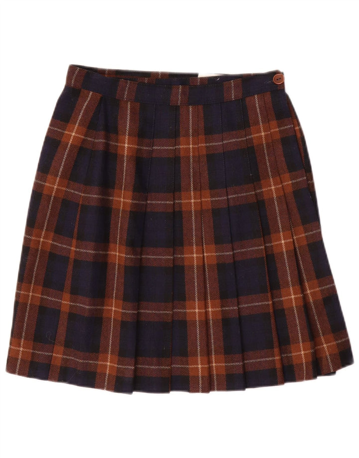 GB.PEDRINI Womens Mini Wrap Skirt IT 40 Small W24 Navy Blue Plaid
