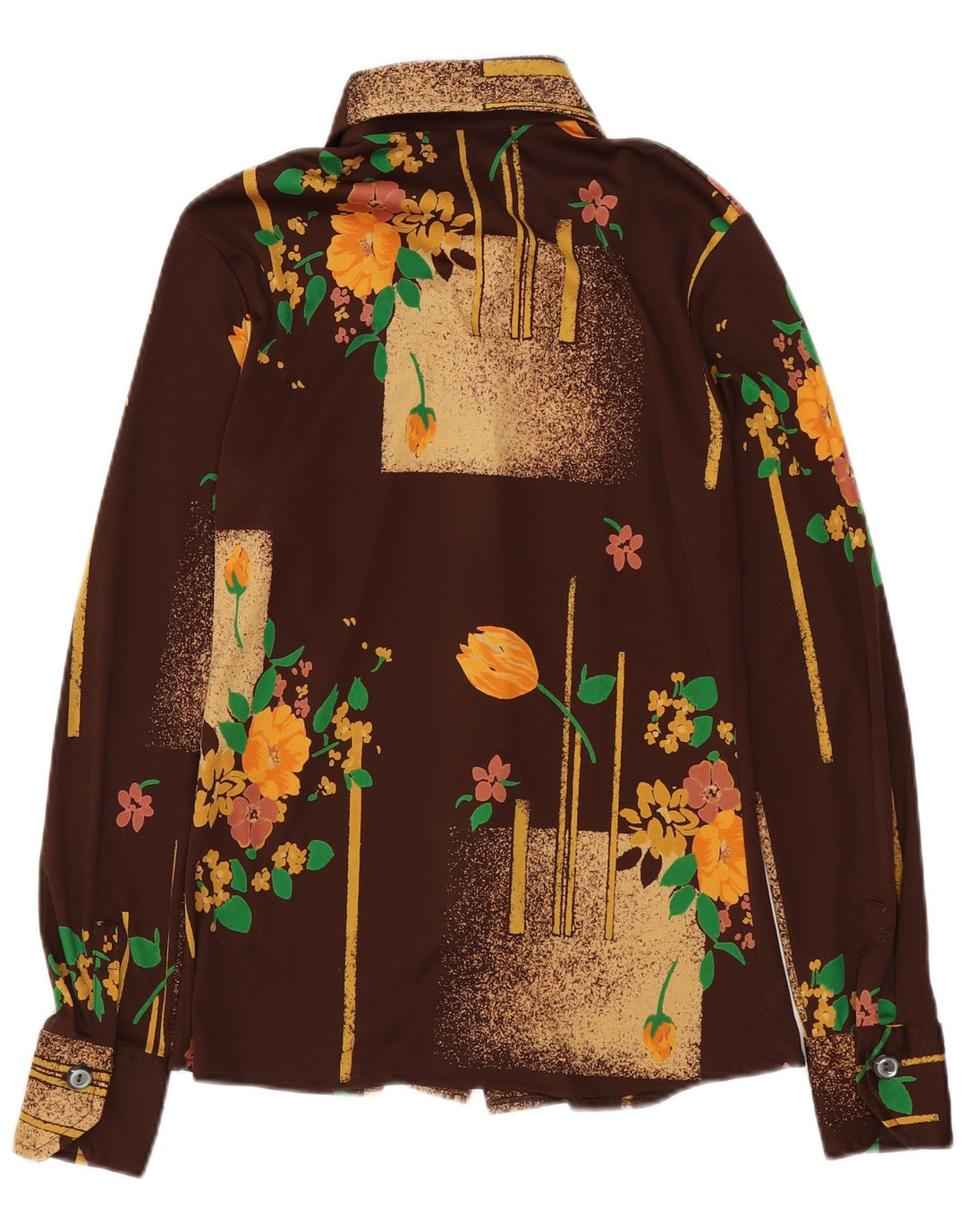 Vintage Womens Shirt Blouse IT 46 Large Brown Floral