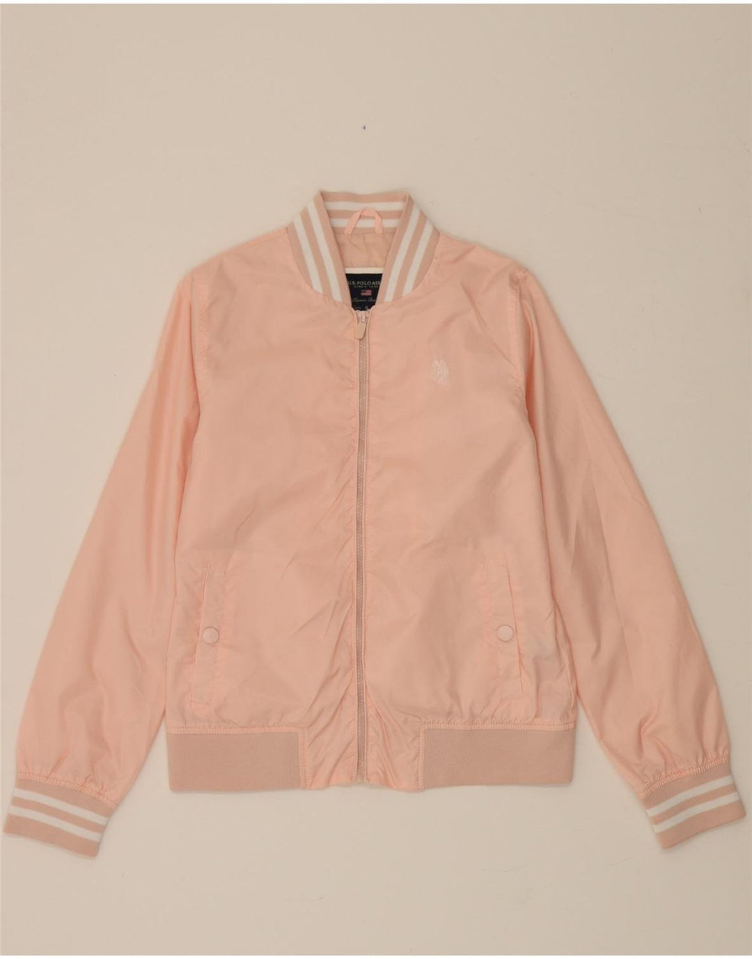 US POLO ASSN Womens Bomber Jacket UK 10 Small Pink Polyester