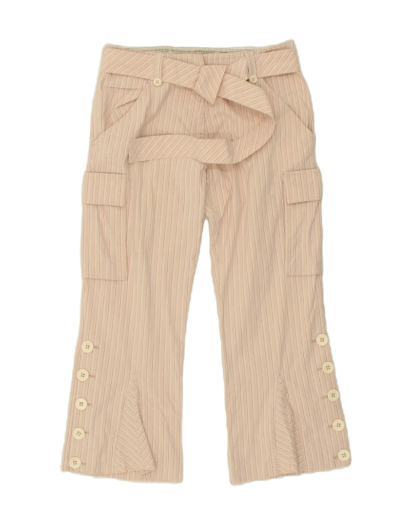 KAREN MILLEN Womens Cargo Cropped Trousers UK 10 Small W27 L24  Beige | Vintage Karen Millen | Thrift | Second-Hand Karen Millen | Used Clothing | Messina Hembry 