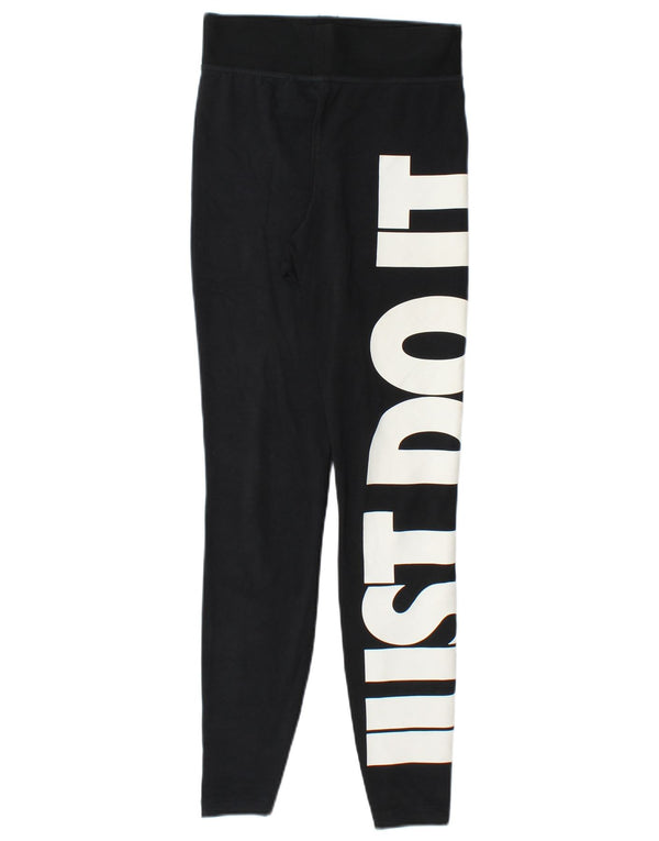 Nike Womens Graphic Leggings UK 4 XS  Black Cotton