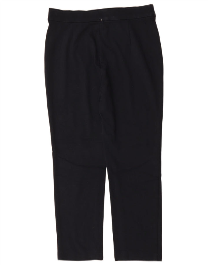 Marks & Spencer Womens Slim Cropped Trousers UK 12 Medium W30 L26 Navy Blue
