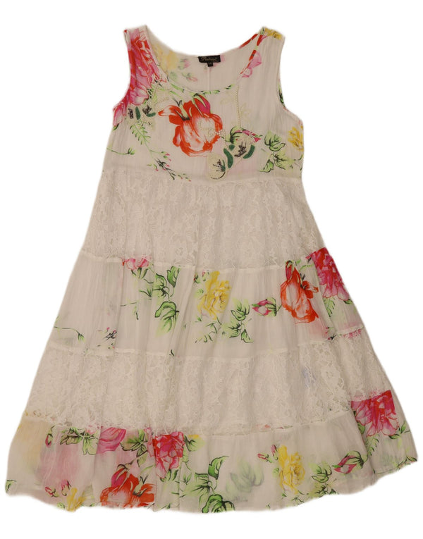 Positano by Jean Paul Womens Tiered Dress UK 10 Small White Floral