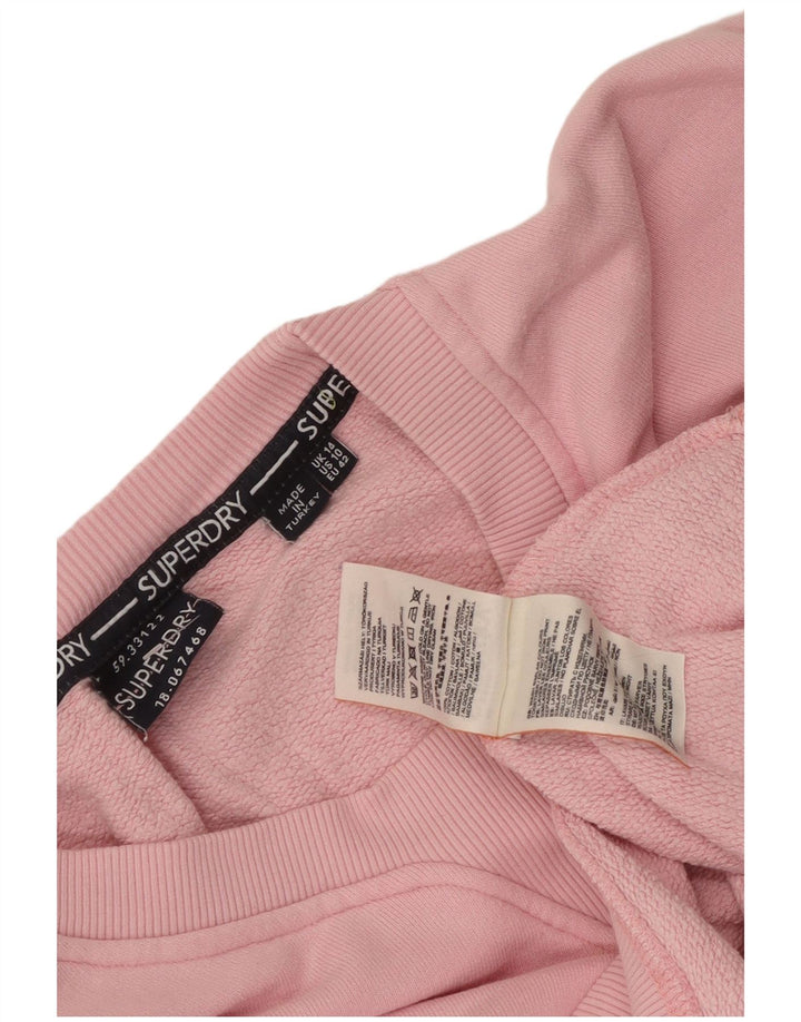 Superdry Womens Graphic Oversized Sweatshirt Jumper UK 14 Large Pink
