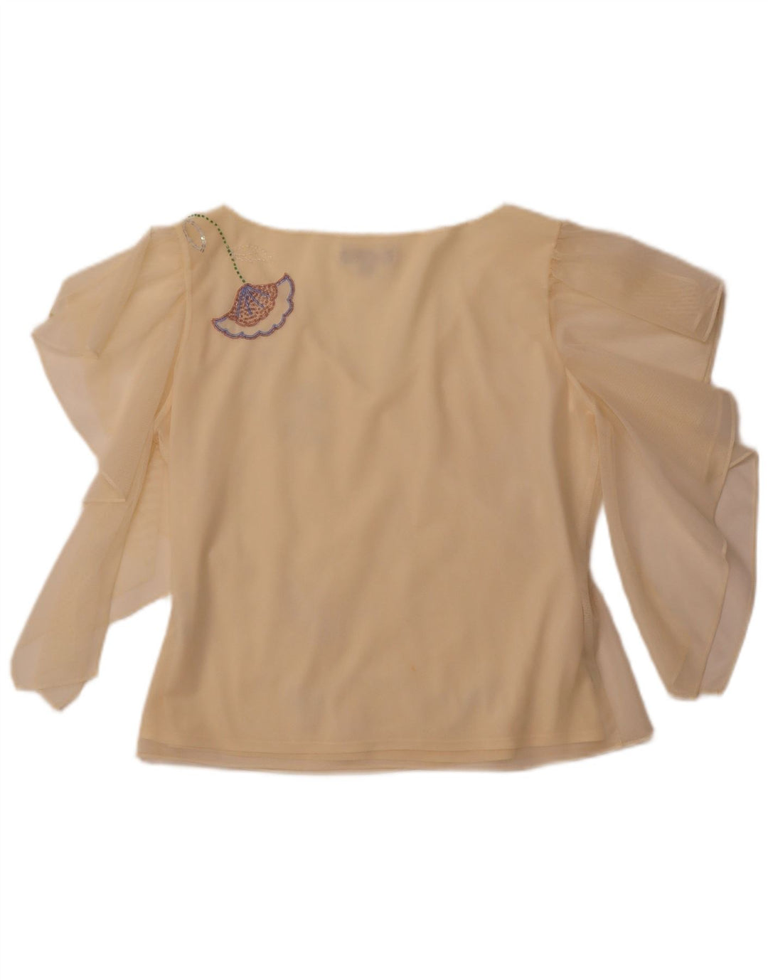 COAST Womens Crop See Through Blouse Top UK 16 Large Yellow Polyester