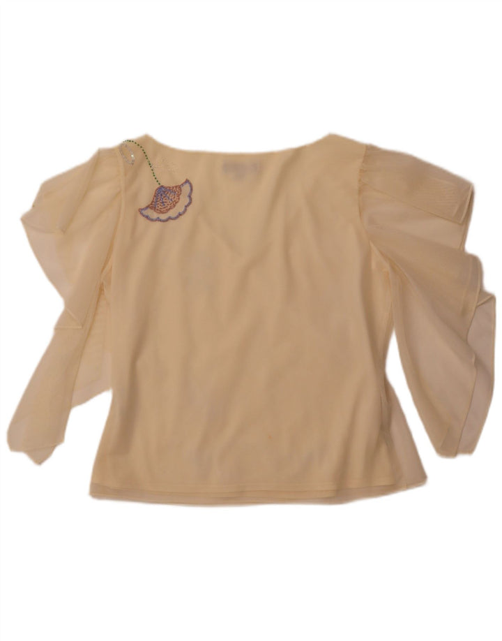 COAST Womens Crop See Through Blouse Top UK 16 Large Yellow Polyester