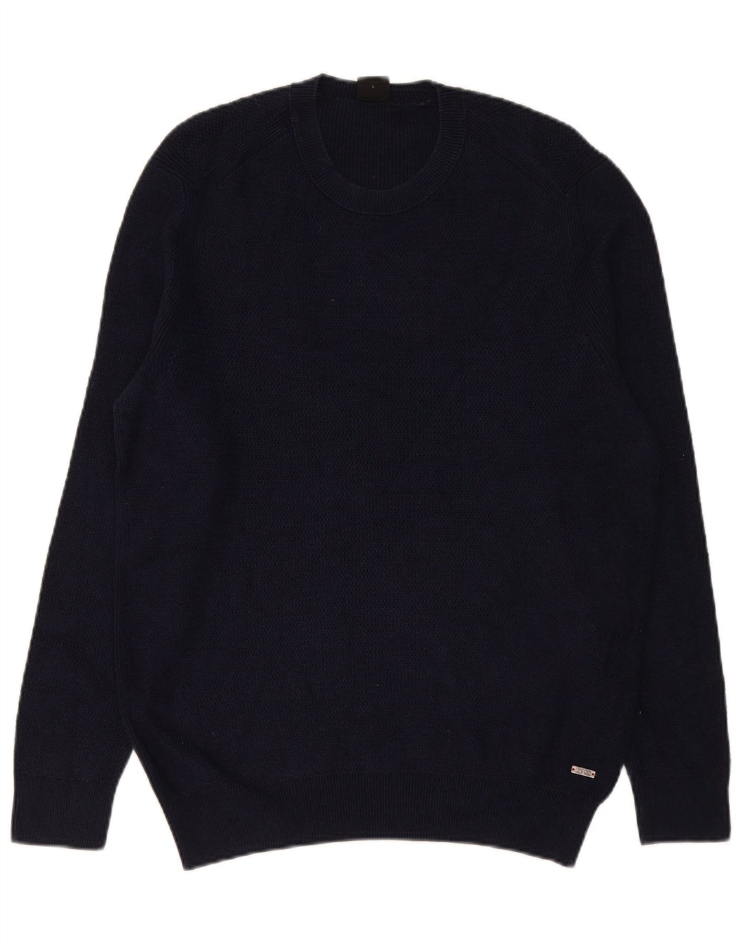 Hugo Boss Mens Crew Neck Jumper Sweater Large Navy Blue Cotton