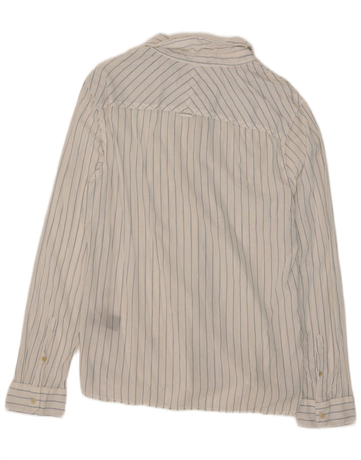 All Saints Mens Shirt Large White Striped Cotton