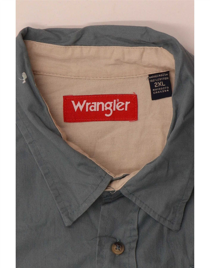 Wrangler Mens Short Sleeve Shirt 2XL Grey Cotton