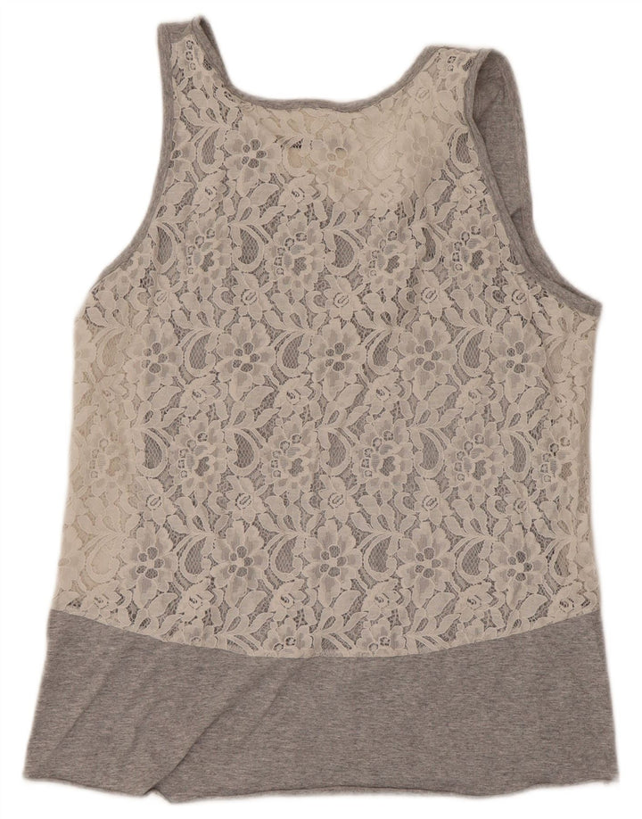 Gaelle Womens Oversized Vest Top US 1 2XS Grey Flecked Cotton