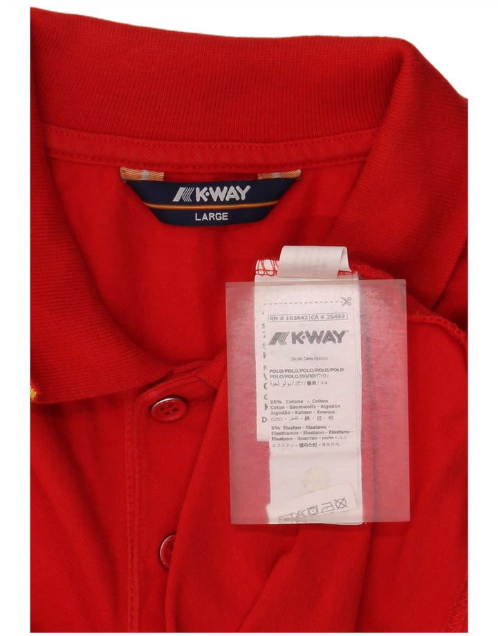 K-Way Mens Polo Shirt Large Red Colourblock Cotton