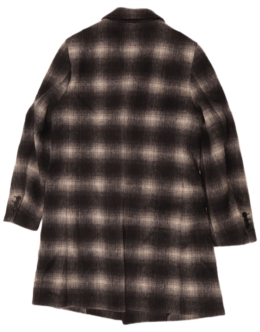 All Saints Mens Geometrical Overcoat UK 40 Large Grey Plaid Classic