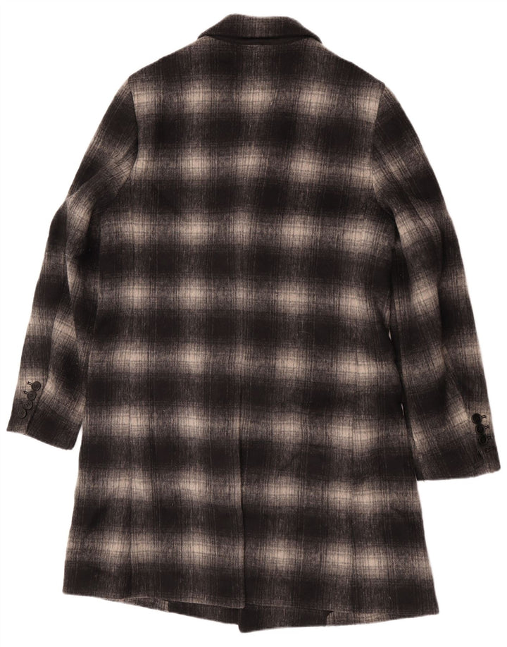 All Saints Mens Geometrical Overcoat UK 40 Large Grey Plaid Classic