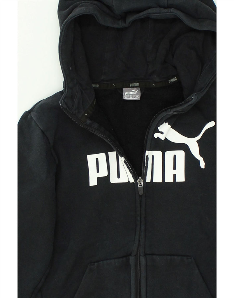 PUMA Boys Graphic Zip Hoodie Sweater 11-12 Years Black Cotton | Vintage Puma | Thrift | Second-Hand Puma | Used Clothing | Messina Hembry 