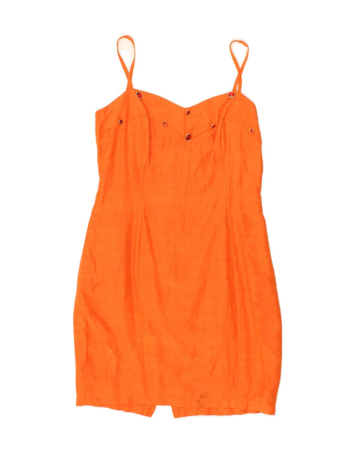 VINTAGE Womens Sheath Dress IT 44 Medium Orange Viscose | Vintage Vintage | Thrift | Second-Hand Vintage | Used Clothing | Messina Hembry 