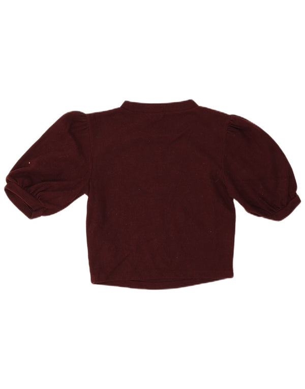 Zara Womens Crop Blouse Top UK 8 Small Burgundy