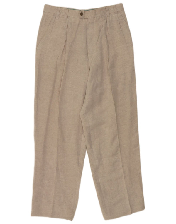 Bocodo Mens Pegged Suit Trousers IT 48 Medium W30 L29 Beige Linen