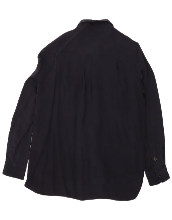 Massimo Dutti Womens Loose Fit Corduroy Shirt UK 14 Medium Navy Blue Cupro