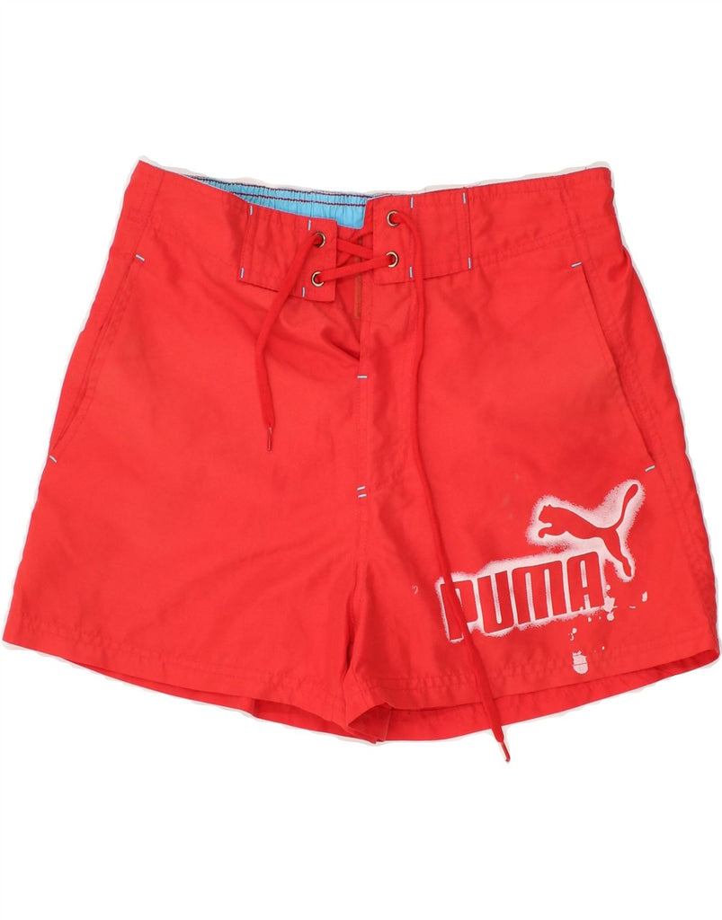 PUMA Mens Graphic Swimming Shorts Small Red Polyester | Vintage Puma | Thrift | Second-Hand Puma | Used Clothing | Messina Hembry 