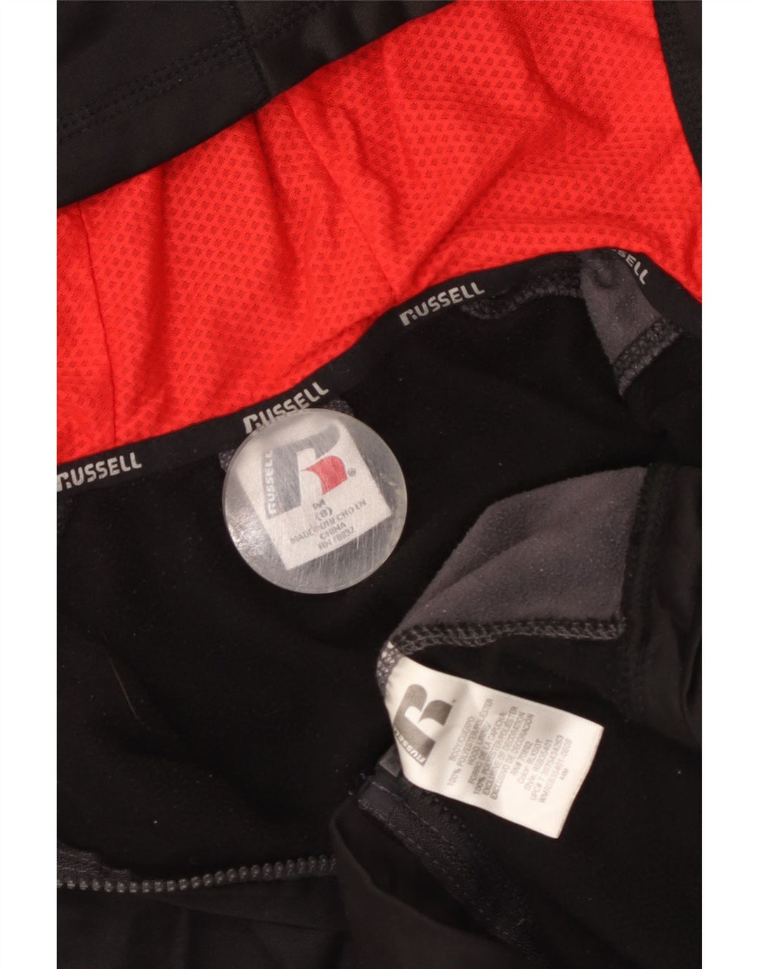 Russell Athletic Boys Zip Hoodie Sweater 7-8 Years Medium Black Colourblock