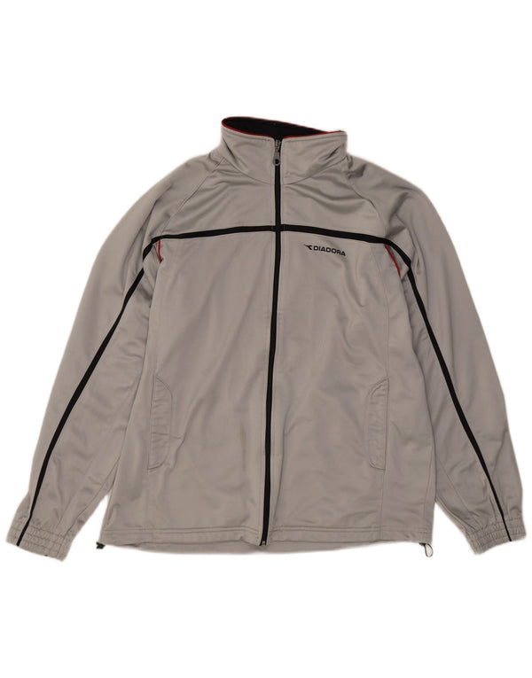 Diadora Mens Tracksuit Top Jacket UK 40 Medium Grey Polyester