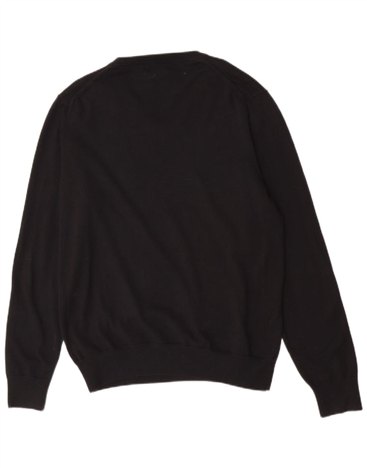 Marks & Spencer Mens V-Neck Jumper Sweater Large Black Cotton