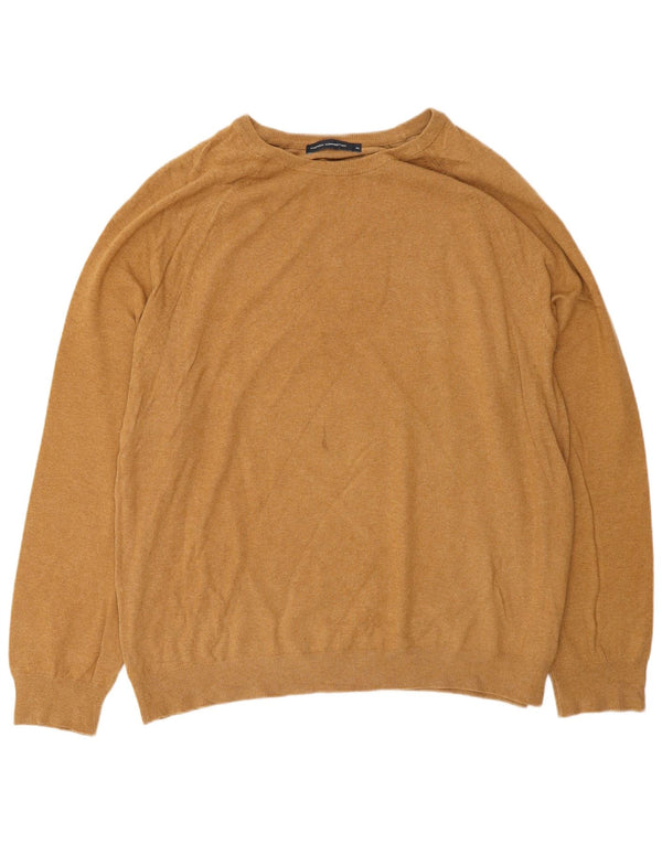 French Connection Mens Boat Neck Jumper Sweater XL Beige Cotton