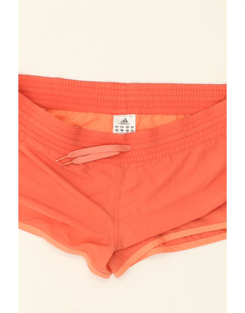 ADIDAS Womens Sport Shorts UK 14 Large Orange Polyamide | Vintage Adidas | Thrift | Second-Hand Adidas | Used Clothing | Messina Hembry 