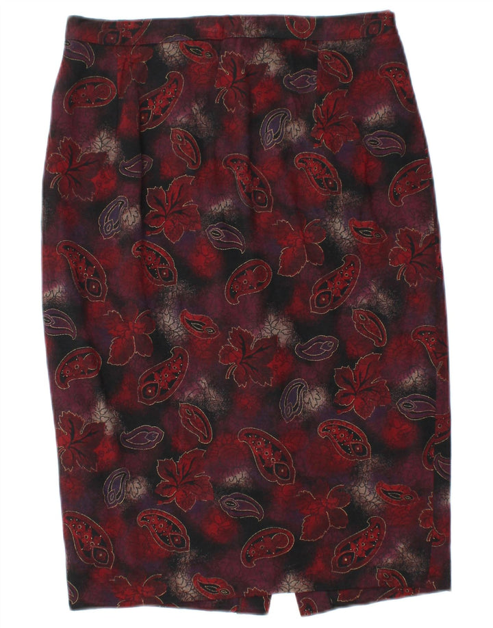 LUISA SPAGNOLI Womens Pencil Skirt W28 Medium Burgundy Paisley