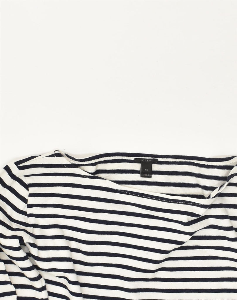 J. CREW Womens Top Long Sleeve UK 6 XS White Striped Cotton Nautical | Vintage J. Crew | Thrift | Second-Hand J. Crew | Used Clothing | Messina Hembry 