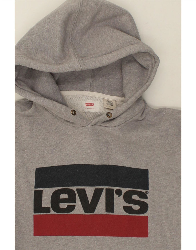 LEVI'S Mens Graphic Hoodie Jumper Medium Grey Cotton Vintage Levi's and Second-Hand Levi's from Messina Hembry 