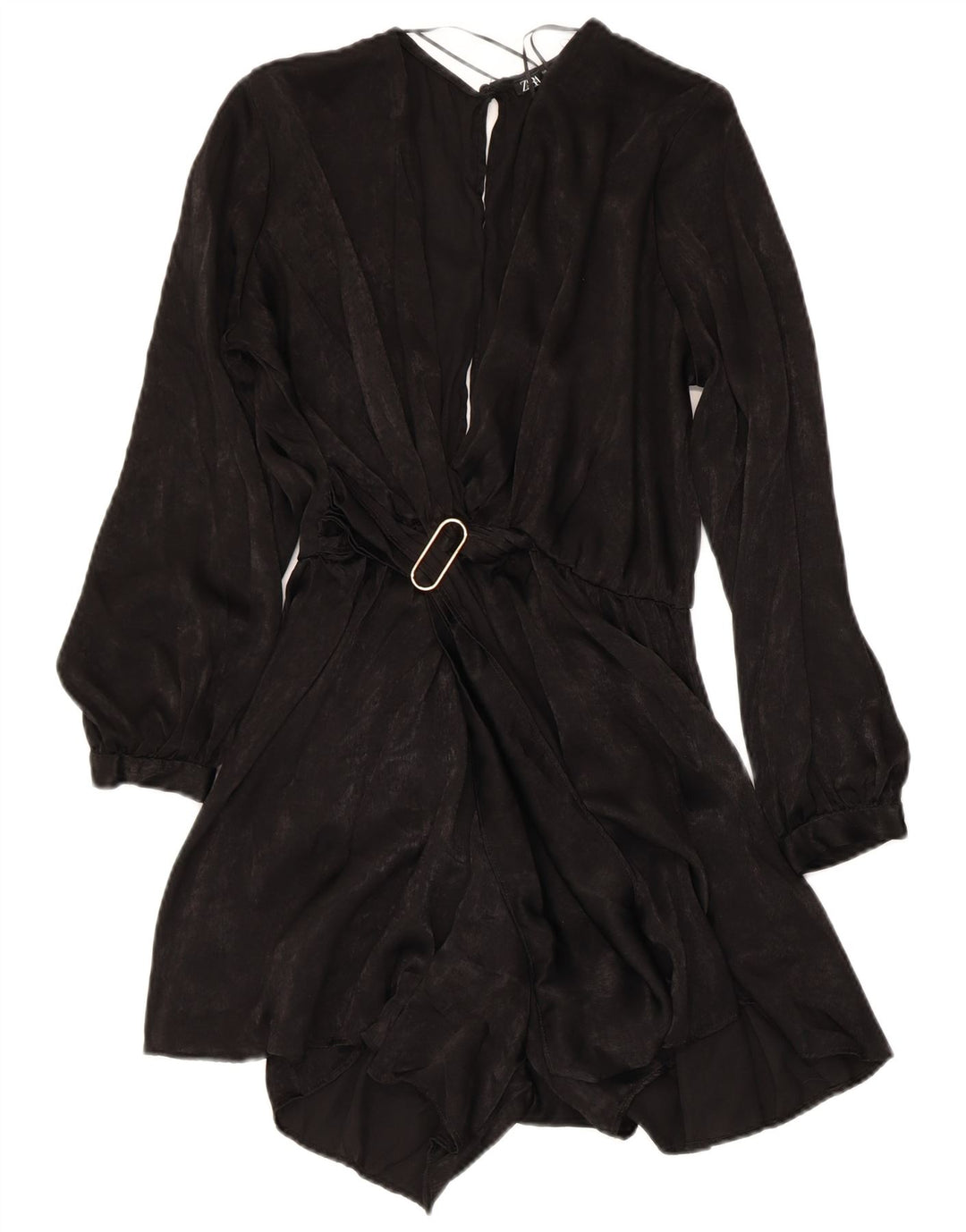 ZARA Womens Loose Fit Belted Playsuit UK 6 XS  Black Polyester