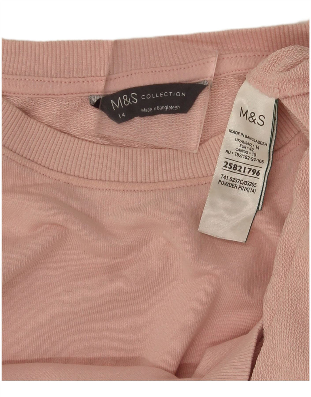 Marks & Spencer Womens Sweatshirt Jumper UK 14 Large Pink Cotton
