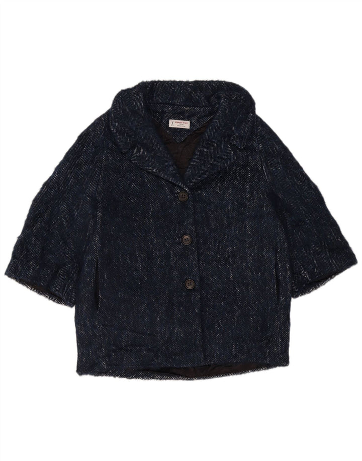 Alberto Biani Womens 3/4 Sleeve Blazer Jacket IT 42 Medium Navy Blue