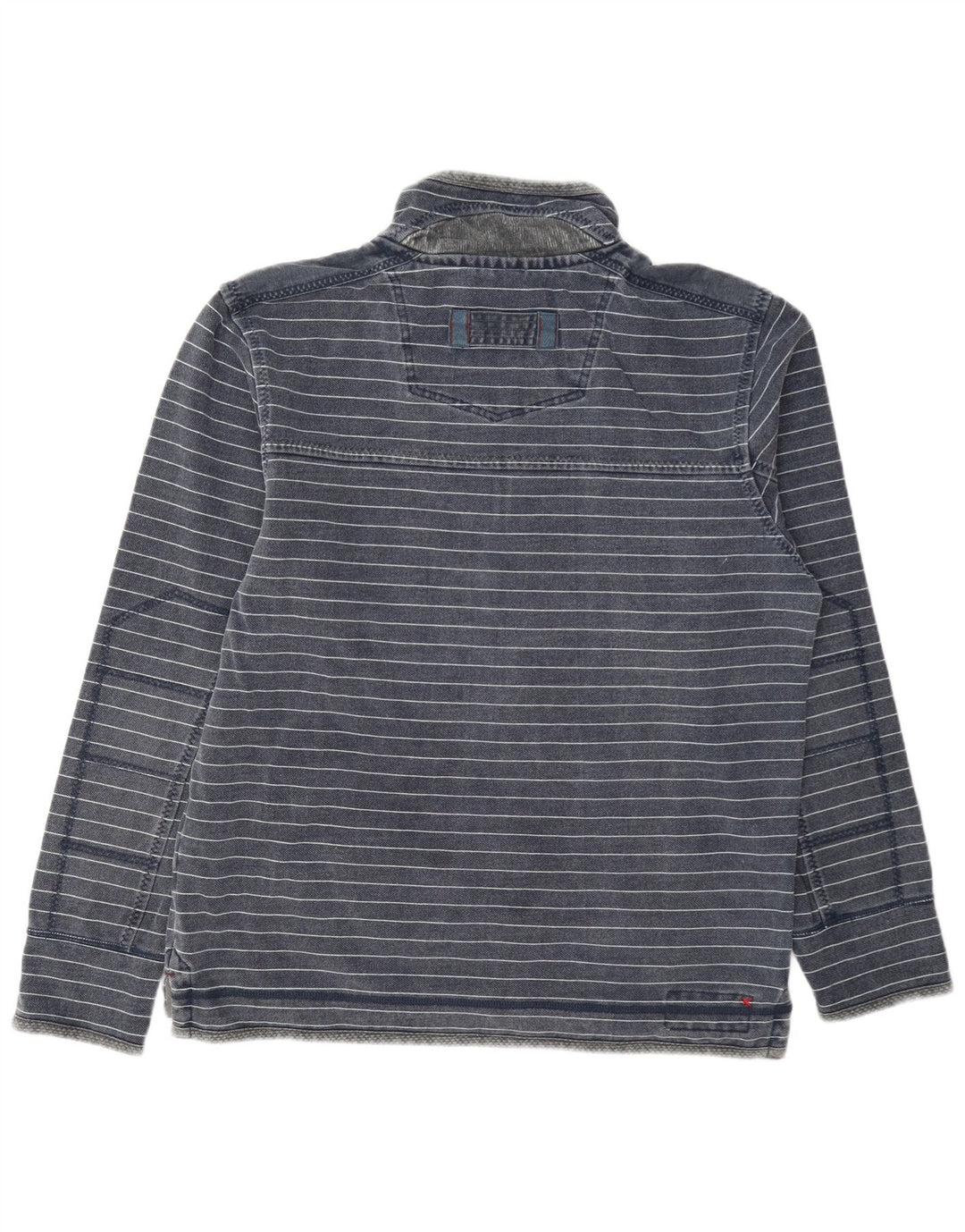 Fat Face Mens Zip Neck Sweatshirt Jumper Medium Navy Blue Striped Cotton