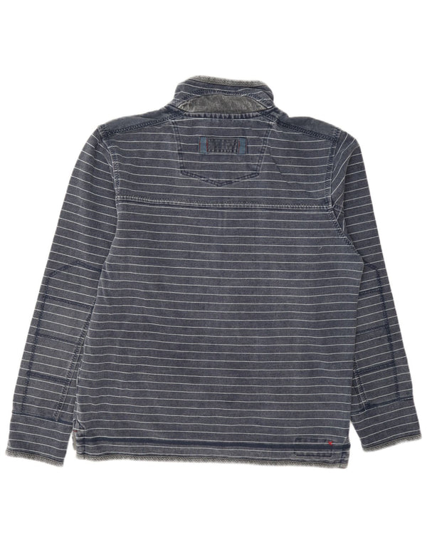 Fat Face Mens Zip Neck Sweatshirt Jumper Medium Navy Blue Striped Cotton