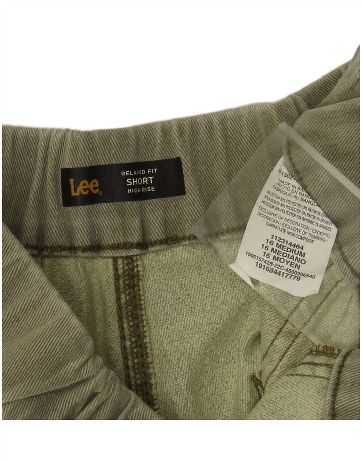 LEE Womens Relaxed Fit High Rise Chino Shorts US 16 2XL W34  Khaki Cotton