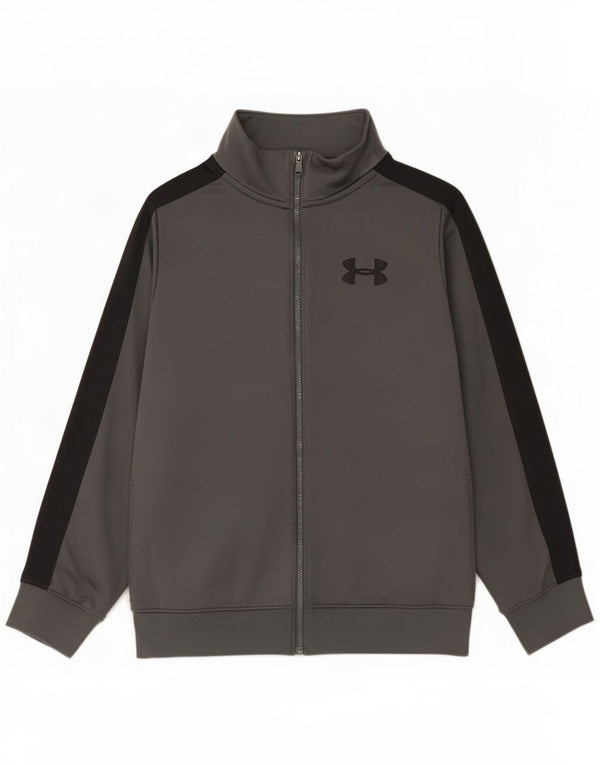 Under Armour Boys Tracksuit Top Jacket 9-10 Years Medium Grey Colourblock