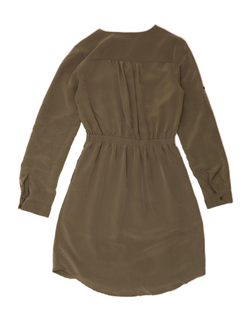 MOSSIMO Womens Long Sleeve A-Line Dress UK 6 XS Khaki Polyester Vintage Mossimo and Second-Hand Mossimo from Messina Hembry 
