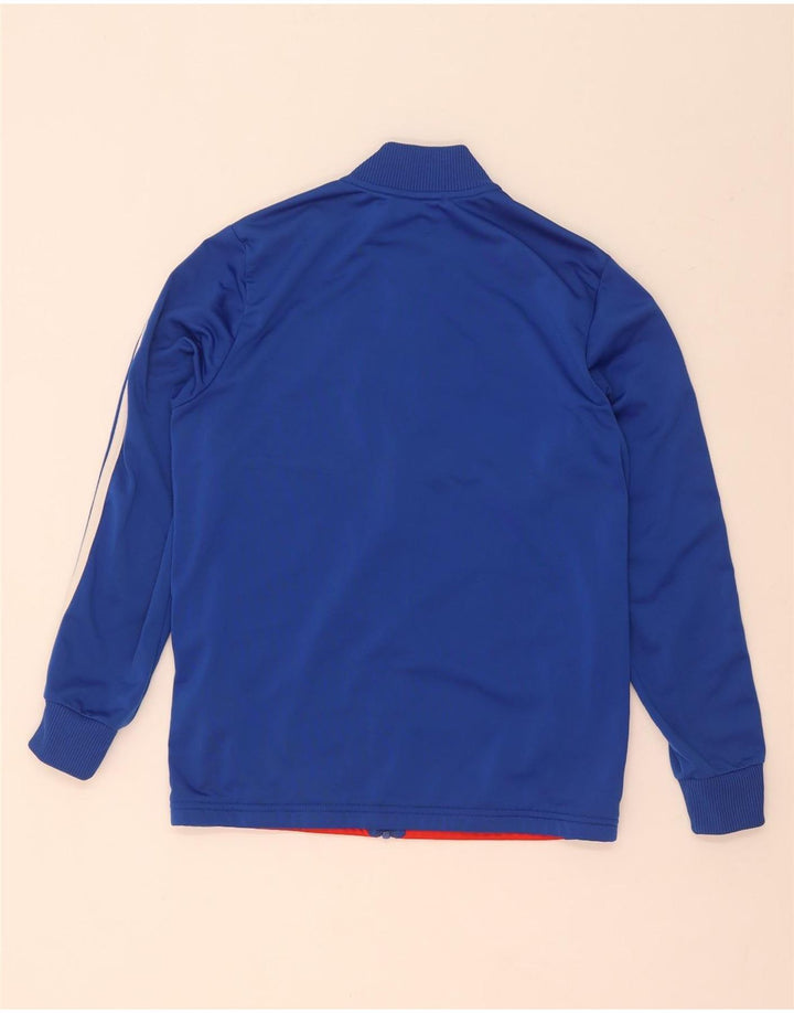 Adidas Boys Tracksuit Top Jacket 13-14 Years Blue Colourblock Polyester