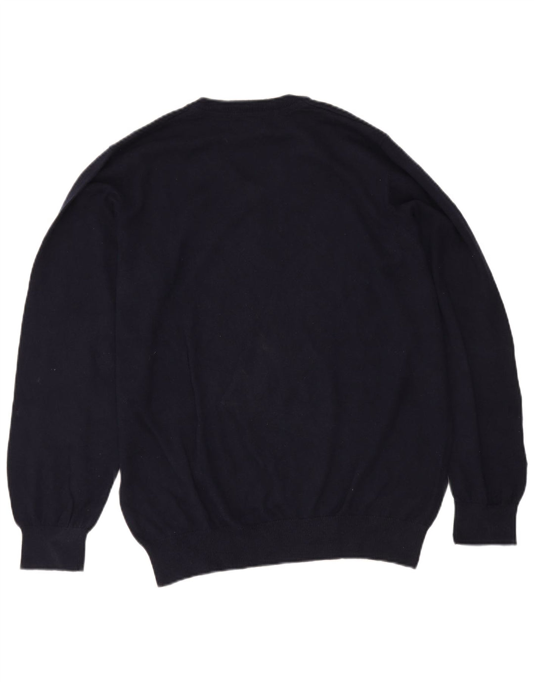 L.L.Bean Mens V-Neck Jumper Sweater Large Navy Blue Cotton